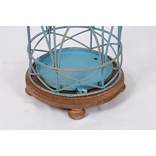 Ho+Me Farmhouse Large Lanterns Decorative Outdoor Tall 18 Inch, Rustic Teal Hurricane Candle Holders For Pillar Candles, Shabby Chic Turquoise Wedding Decor Indoor Fireplace #TOP5