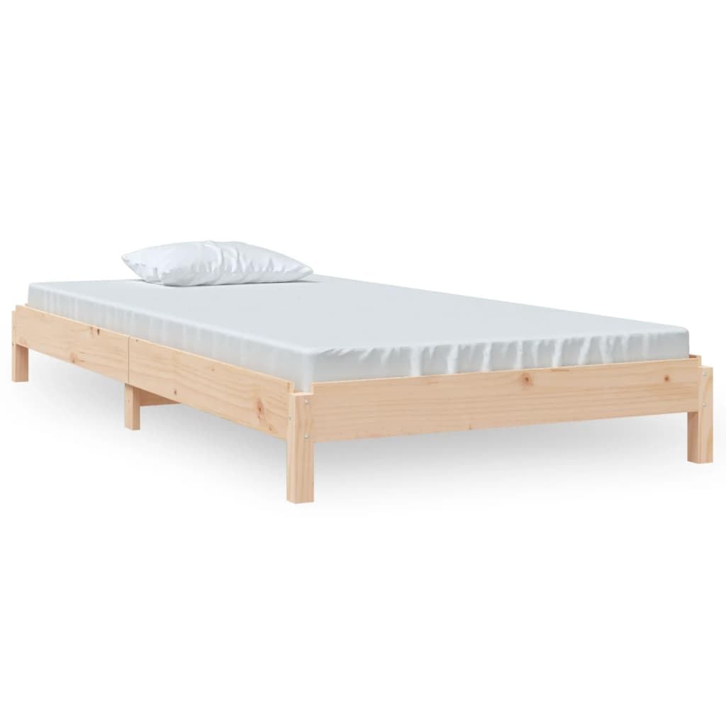 Stapelbett 90x190 cm Massivholz Kiefer, unbehandeltes Holz, platzsparend stapelbar, Robustes Bettgestell für Schlafzimmer, langlebiges Einzelbett, ideal für Gästezimmer