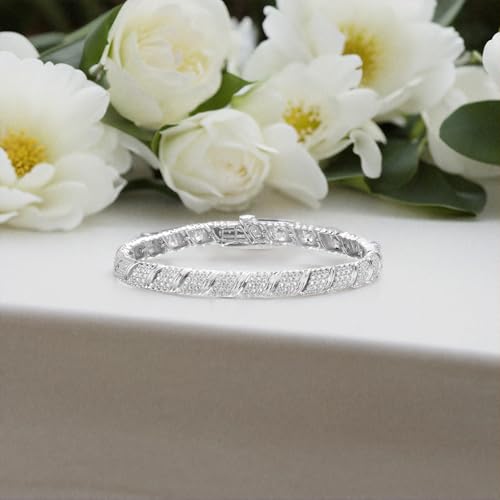 NATALIA DRAKE 1 Cttw Diamond S link Tennis Bracelet for Women in Rhodium Plated 925 Sterling Silver Color I-J/Clarity I2-I33