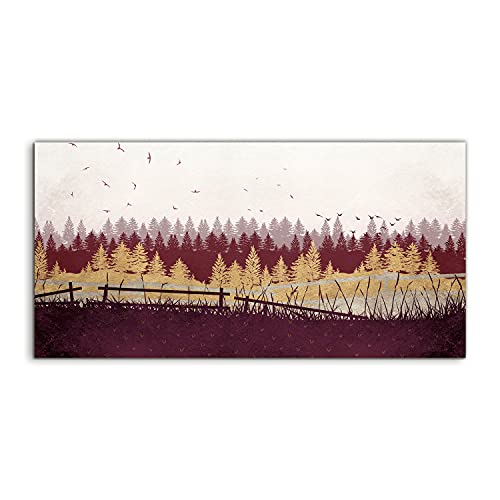 Art mural en verre 140x70cm paysage de forêt pour s'évader depuis son canapé