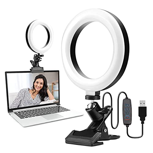 Ailgely Anillo de Luz LED para Selfie de 6 Pulgadas Operado por USB con Abrazadera 3 Niveles Brillo Regulable para Transmisión en Vivo por Internet Luz Cálida
