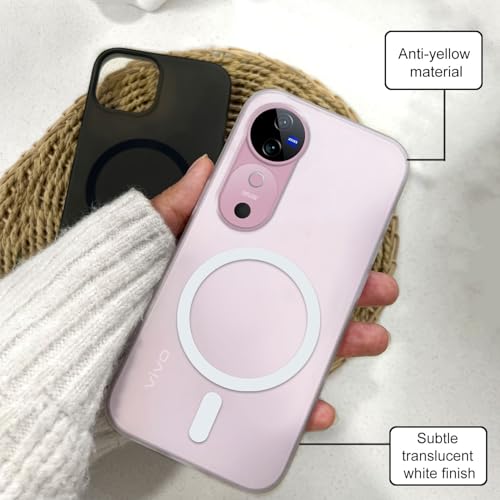 Image of COLORflow Back Cover Compatible with Vivo V40 5G | White Matte Finish | MAG-Safe | Slim Soft Touch Case with Anti-Slip Grip & Camera Protection