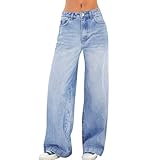 Blue Jeans, Cintura Elastica Trabajo Vestir Ancho Premama Pantalones Vaqueros Mujer, Baggy Tiro Alto Tallas Grandes Anchos Elasticos Push Up Pantalon Vestir Mujer S