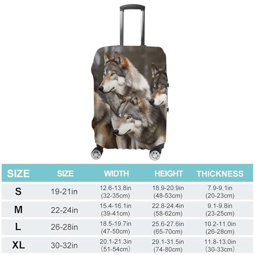 Different Colored Wolves Luggage Cover, Washable Elastic Suitcase Cover Protector Fit 18-32 Inch Luggage2