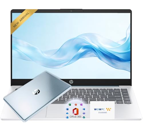 Image of HP 14 inch Moonlight Blue Laptop with Office 365, AMD CPU, 4GB DDR5 On-Board RAM, 1.1TB Storage (128GB SSD and 1TB OneDrive), HD Display, Windows 11, Energy-Efficient & Quiet Performance