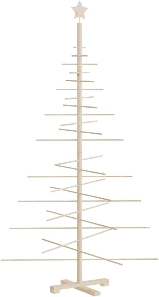 vidaXLWooden Christmas Tree, Assemble Christmas Tree for Decoration, Christmas Decoration for Indoor Outdoor Party, Solid Wood Pine