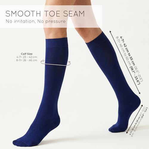 Image of Mysocks Knee High Socks for Women Men Combed Cotton Seamless Toe Tall Long High Socks