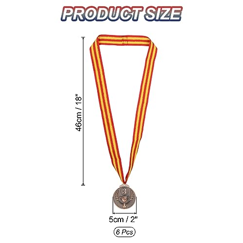 PATIKIL 2 Inch Bronze Award Metals, 6 Pieces Style Award Medals 3rd Prize with Neck Ribbon for Games Sports Competitions - Image 2