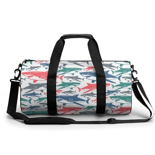 Duffel bag requin coloré sac de gym et randonnée 45cm