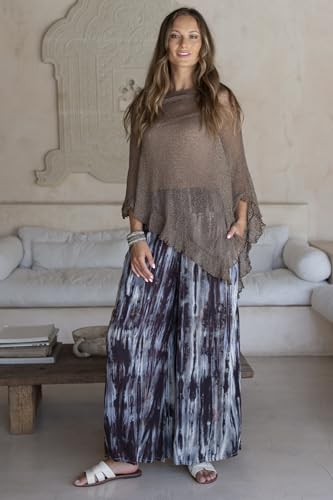 Image of SHU-SHI Women's Sheer Knit Poncho Shrug Lightweight Asymmetrical Ruffle Wrap Dressy Summer Shawl Cover Up Top