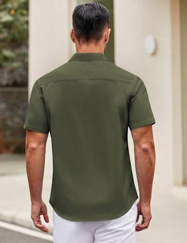 Image of COOFANDY Mens Short Sleeve Casual Button Down Shirts Summer Untucked Dress Shirts with Pocket
