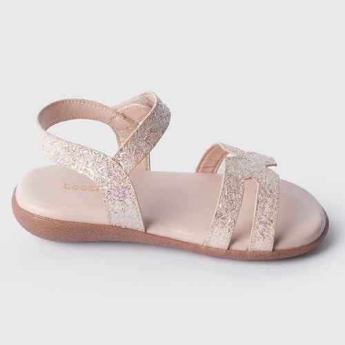 Image of toothless Girls Open Toe Sandals with Floral Applique Detail and Adjustable Ankle Strap | Cushioned Footbed and Flexible Sole | Lightweight Stylish Sandals for Girls Party and Occasion