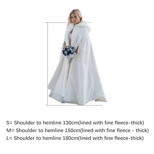 Women Wedding Cloak Shawl:Wedding Cape,Faux Fur Coat Hooded Cloak,White Faux Fur Jacket Bridal Coats Wraps3