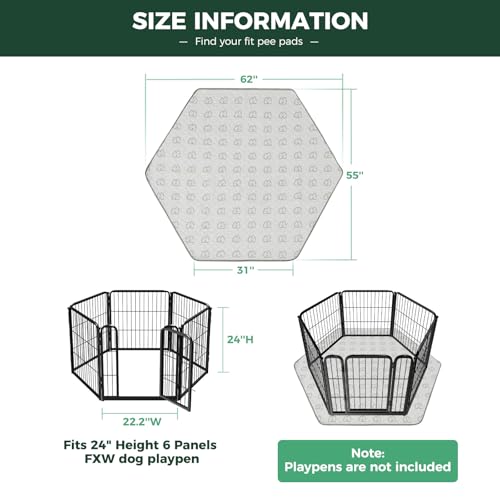 Image of FXW Washable Pee Pads for Dogs, Leak-Proof & Non-Slip, Specifically Designed for FXW Rollick /Homeplus 24inch 6 Panels Dog Playpen, 31 inch Hexagon, Khaki, 2 Packs