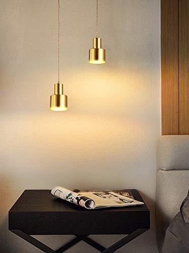 Lámpara colgante E27 moderna con pantalla dorada y cable ajustable para dormitorio 2