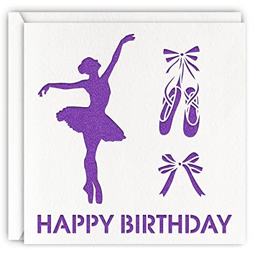 Twizler Geburtstagskarte Zum 2. Geburtstag Für Mädchen – Ballerina-Design, 15,5x15,5 Cm