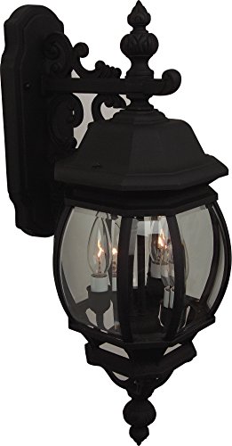Up To 50% OFF Craftmade Z334-TB French Style Outdoor Wall Mount Sconce Lighting, 3-Light, 180 Watts, Textured Matte Black (8" W x 24" H)