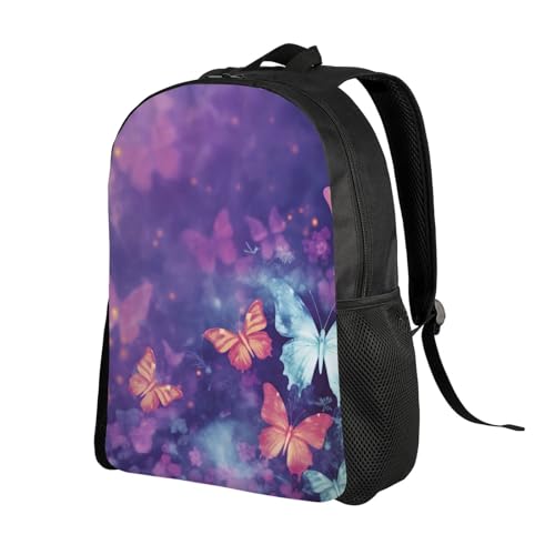 Mochila para mujer y hombre con mariposas y degradado impermeable miniatura 2