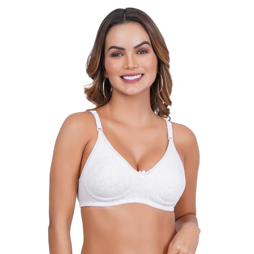 Image of Women Non Padded Bra in B, C and D Cup - Made of Pure Cotton Full Coverage Non Wired Pushup Soft Cup for T-Shirt Saree Dress Sports Garment for Daily Use Everyday