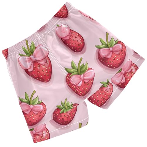 Pigsaly Boys' Swim Board Shorts Cartoon Red Strawberry Boy's Swim Trunks Kids Swimwear 4T2