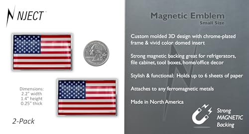 Imanes pequeños decorativos con bandera americana cromados miniatura 3