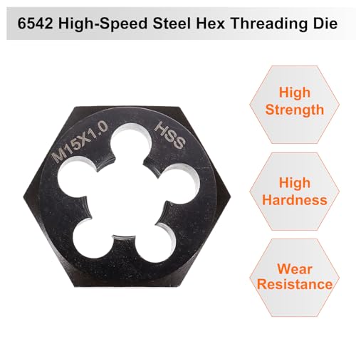 Troquel de rosca hexagonal M15 x 1 sourcing map de acero HSS para corte preciso de rosca métrica 4