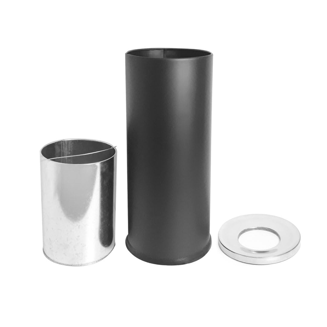 Danieli | Cubo de Basura Exterior de pie CES021 | Papelera de Metal Barnizado con Polvo Negro y Anillo Superior de Acero | Papelera para Oficina, Bar y el Hogar | Capacidad 12 litros | 25 x 61 cm