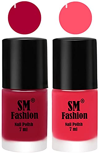 Image of Long Lasting Nail Polish | Nail Paint Combo 7 ml Each) - Set of 2 Dark Magenta-Dark Pink