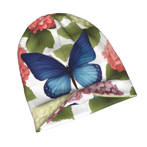 YYHWHJDE Hortensia's madeliefjes vlinders prints volwassen gebreide muts - zachte en comfortabele muts voor buitenactiviteiten zwart, Zwart, Eén Maat - Afbeelding 5