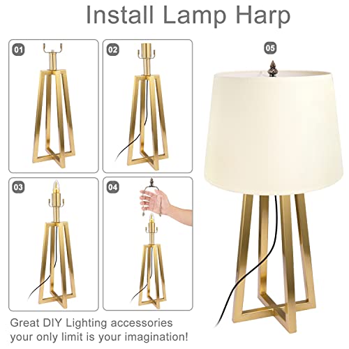 Canomo 2 Set 6 Inches Heavy Duty Lamp Harp Fitter With Saddle And Pineapple Whisker Finial For Lamp Shades(Antique Brass) #TOP1