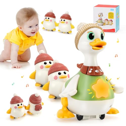 KETIEE Tummy Time Baby Toys 6-12 Months: Musical Dancing Duck Family for Babies, Little Ducks Crawling Toy Set, Interactive Duck Infant Toys for 1 2...