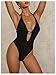 Milumia Women's One Piece Metal Cut Out Halter Swimsuit Sexy Deep V Neck Open Back Swimwear Black Medium