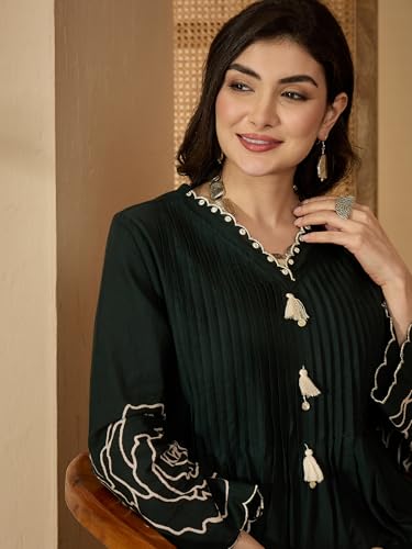 Image of Stylum Women's Floral & Embroidered Cotton Short Kurti Palazzo Set