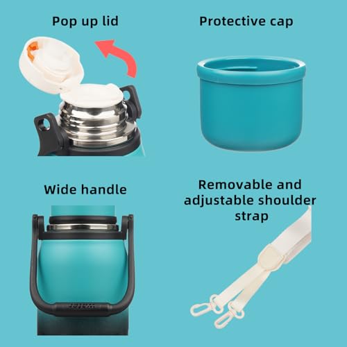 Image of BJPKPK Stainless Steel Insulated Bottle with Handle & Strap, 50oz