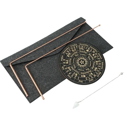 Image of Copper Dowsing Rods - 2PCS Divining Rods+Dowsing Pendulum + Divination Mat- for Ghost Hunting Tools, Divining Water, Treasure, Buried Items Etc (5, Black)