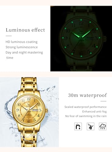 Image of OLEVS Watch Women Two Tone Watches for Women with Date Dress Womens Watches for Small Wrists Luxury Easy Read Women's Watch Waterproof Blue /Black /Gold /Silver Dial Reloj para Mujer
