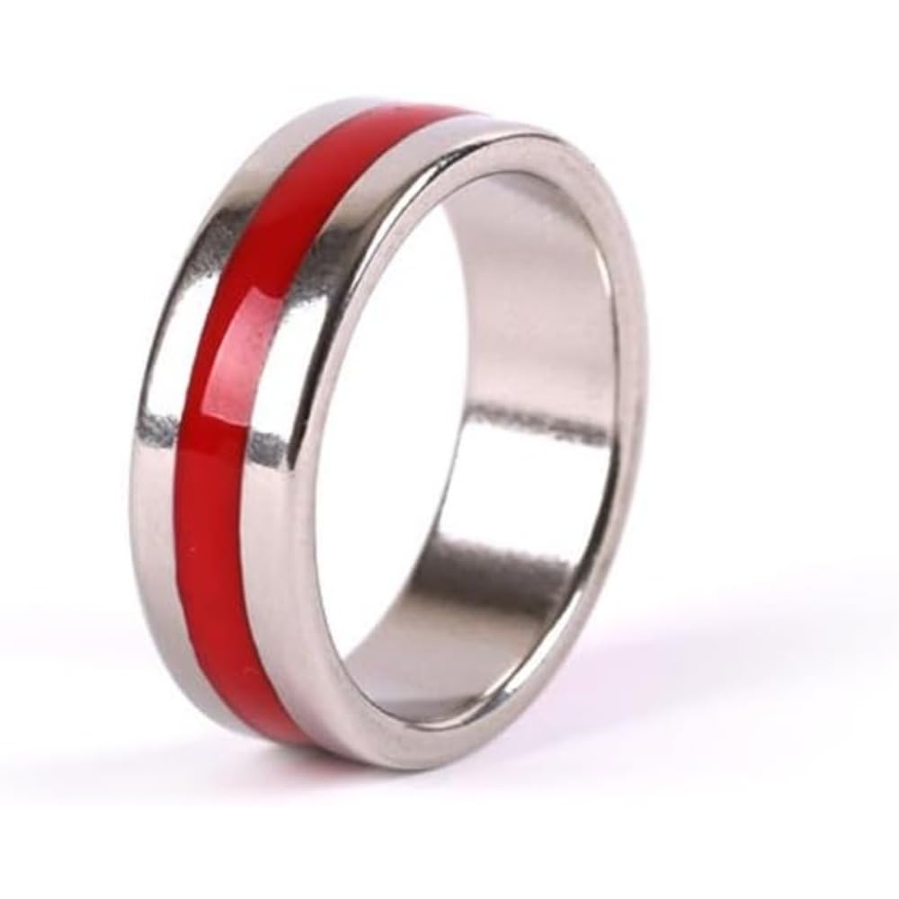 Magnetic Engraved PK Ring Magic Tricks Colored Magic Ring Accessories For Coin Magia Magician Close Up Street Illusions Gimmicks Mentalism Props(White 19mm) (RED 20MM)