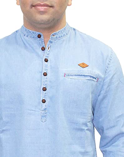 Image of Kuons Avenue Men's Short Denim Kurta | Kurta Shirt for Men