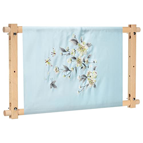 PATIKIL Needlepoint Embroidery Tapestry Scroll Frame 21x12 Beech Wood Cross Stitch Frame Needlepoint Holder Quilting Hoop Stand Stitching Frame for Sewing