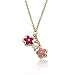 Little Miss Twin Stars Girls' "Charming Treats" 14k Gold-Plated with Pink Enamel and Freshwater Pearl Cluster Pendant Necklace, 14" + 2" Extender