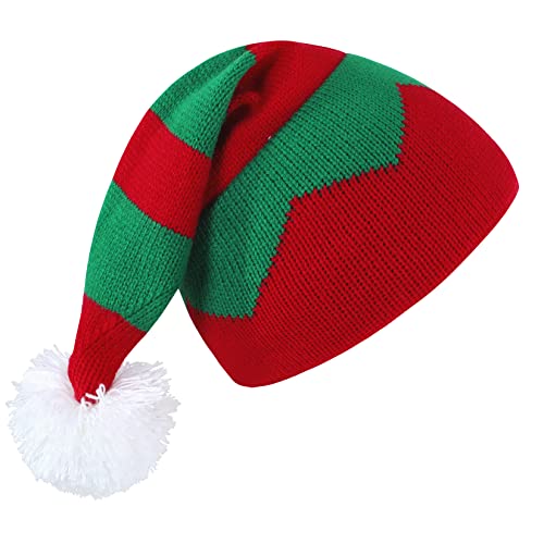 Century Star Baby Santa Hat Toddler Kids Christmas Hat Knit Infant Xmas Beanie Warm Elf Long Tail Boy Girls Santa Beanie