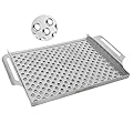 Onlyfire Stainless Steel Grill Basket, Nonstick BBQ Grill Tray Topper Grid Grilling Pan with Perforated Bottom and Handles for Seafood, Meats, Vegetables, Great for Most Grills and Smokers
