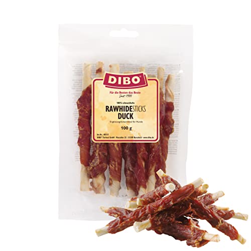 DIBO Rawhide Sticks Duck, 100g Beutel- wiederverschließbar - leckerer Hundesnack als Belohnung oder zwischendurch, unterstützt die Zahnpflege, stillt das Kaubedürfnis - Futter für Hunde