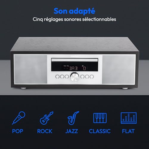 MEDION P64145 Système Audio Tout-en-Un (Dab+, CD, MP3, Radio FM PLL, USB, système Compact, Design élégant, Fonction réveil, Mise en Veille Automatique) Noir-argenté - Les Beatles, Paul McCartney, John Lennon, RIngo Starr, George Harrison MEDION P64145 Système Audio Tout-en-Un (Dab+, CD, MP3, Radio FM PLL, USB, système Compact, Design élégant, Fonction réveil, Mise en Veille Automatique) Noir-argenté – Image 7