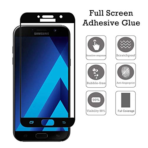 Image of Screen Protector for Samsung Galaxy A7 (2017) (Black) Tempered Glass Edge-to-Edge 6D Screen Guard With Installation Kit