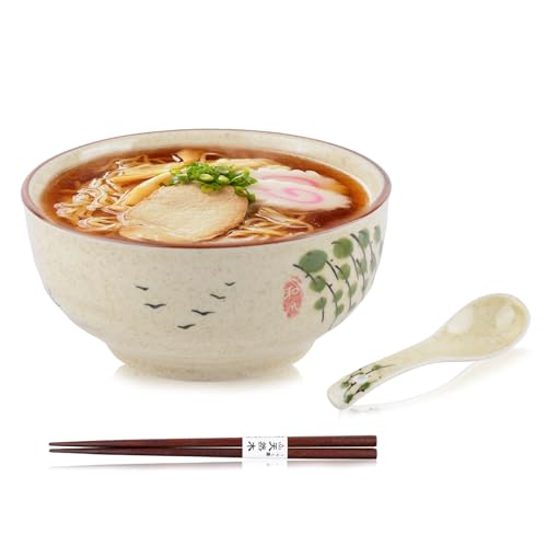 Japanische Ramen Keramikschüssel Set mit Essstäbchen und Löffel...