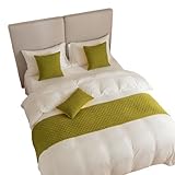 YNZUNMY Bettläufer, Bettschal Einfaches Nachttischtuch mit Rautenmuster, Bettfahne for Hotel, Bed & Breakfast(Grass Green,45 * 210cm)