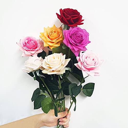 10Pcs Rose Artificial Flower, Single Stem Fake Silk Floral Bridal Wedding Bouquet, Realistic Blossom Flora For Home Garden Wedding Party Hotel Office Decorations #TOP6