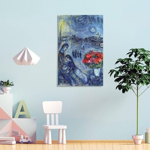 Poster Marc Chagall jeunes mariés à Paris toile 40x60 cm - 4