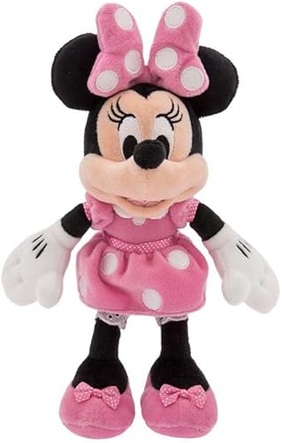 Disney Store Mini Peluches Oficiales con Relleno de Frijoles – Minnie Mouse – Vestido Rosa – Adorable Animal de Peluche con Escultura Detallada,